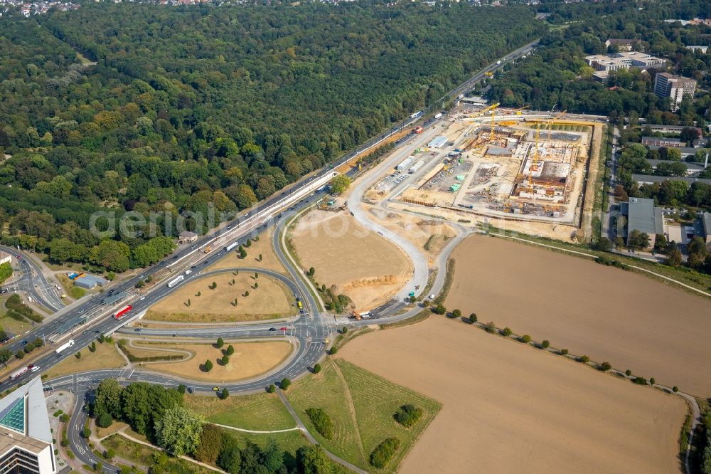 Dortmund from the bird's eye view: Construction site to build a new building complex on the site of the logistics center money store of the Deutschen Bundesbank in Dortmund in the state North Rhine-Westphalia