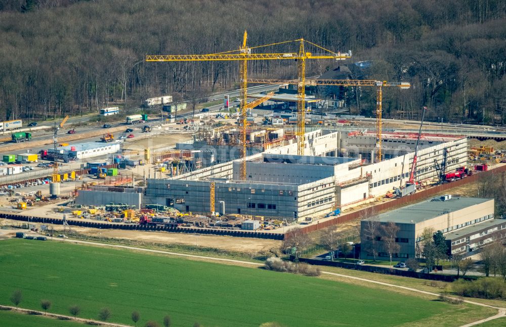 Dortmund from above - Construction site to build a new building complex on the site of the logistics center money store of the Deutschen Bundesbank in Dortmund in the state North Rhine-Westphalia