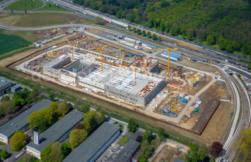 Dortmund from the bird's eye view: Construction site to build a new building complex on the site of the logistics center money store of the Deutschen Bundesbank in Dortmund in the state North Rhine-Westphalia