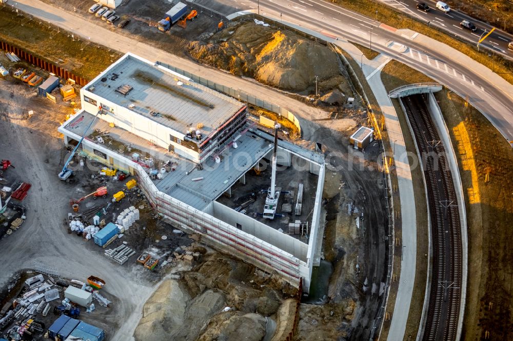 Dortmund from above - Construction site to build a new building complex on the site of the logistics center money store of the Deutschen Bundesbank in Dortmund at Ruhrgebiet in the state North Rhine-Westphalia