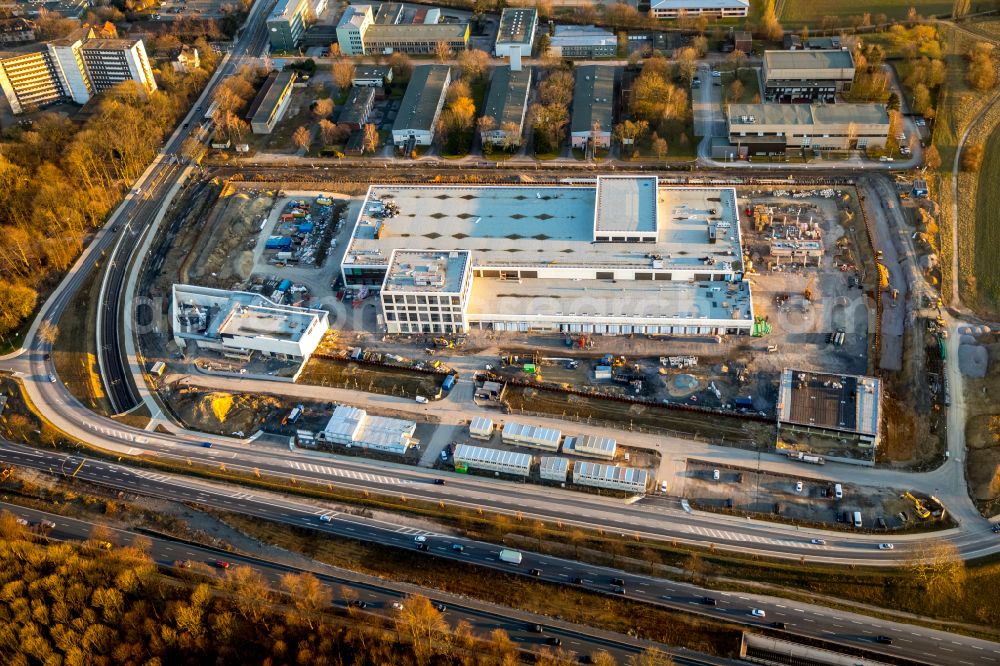 Dortmund from the bird's eye view: Construction site to build a new building complex on the site of the logistics center money store of the Deutschen Bundesbank in Dortmund at Ruhrgebiet in the state North Rhine-Westphalia