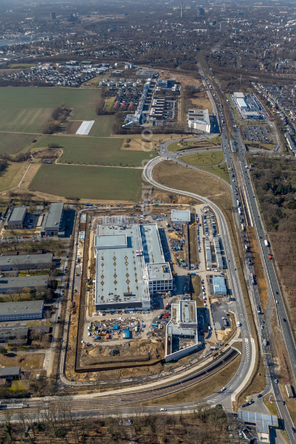 Aerial photograph Dortmund - Construction site to build a new building complex on the site of the logistics center money store of the Deutschen Bundesbank in Dortmund at Ruhrgebiet in the state North Rhine-Westphalia