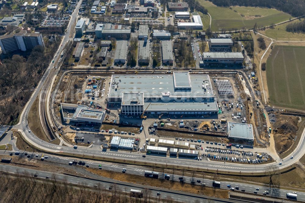 Dortmund from the bird's eye view: Construction site to build a new building complex on the site of the logistics center money store of the Deutschen Bundesbank in Dortmund at Ruhrgebiet in the state North Rhine-Westphalia