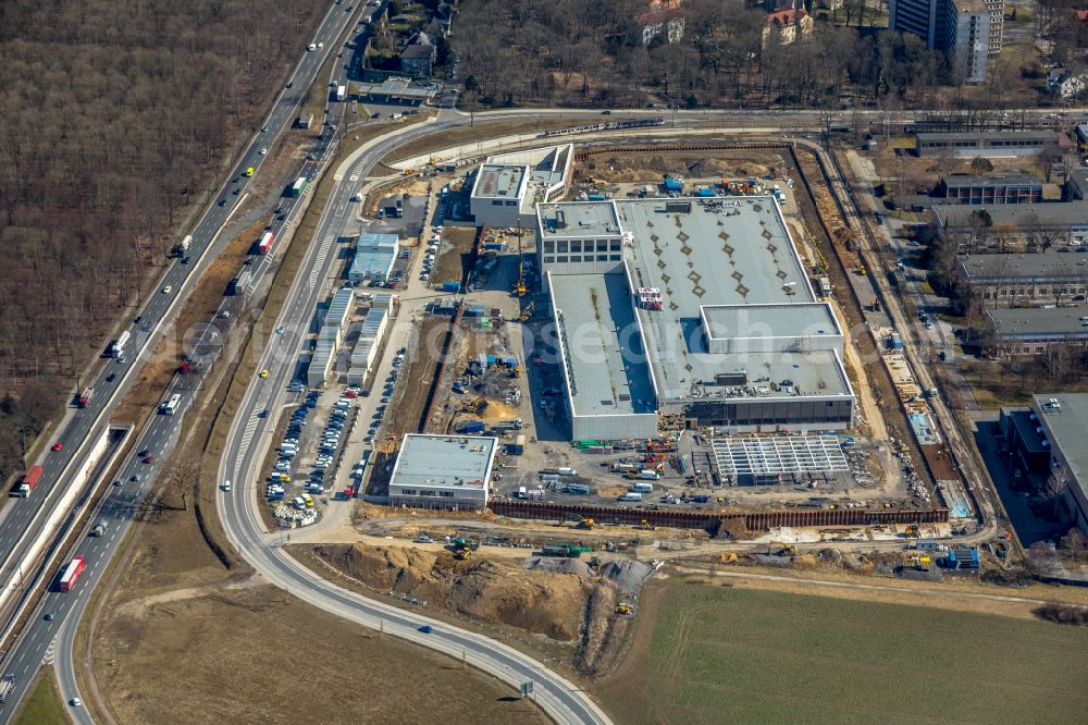 Aerial image Dortmund - Construction site to build a new building complex on the site of the logistics center money store of the Deutschen Bundesbank in Dortmund at Ruhrgebiet in the state North Rhine-Westphalia