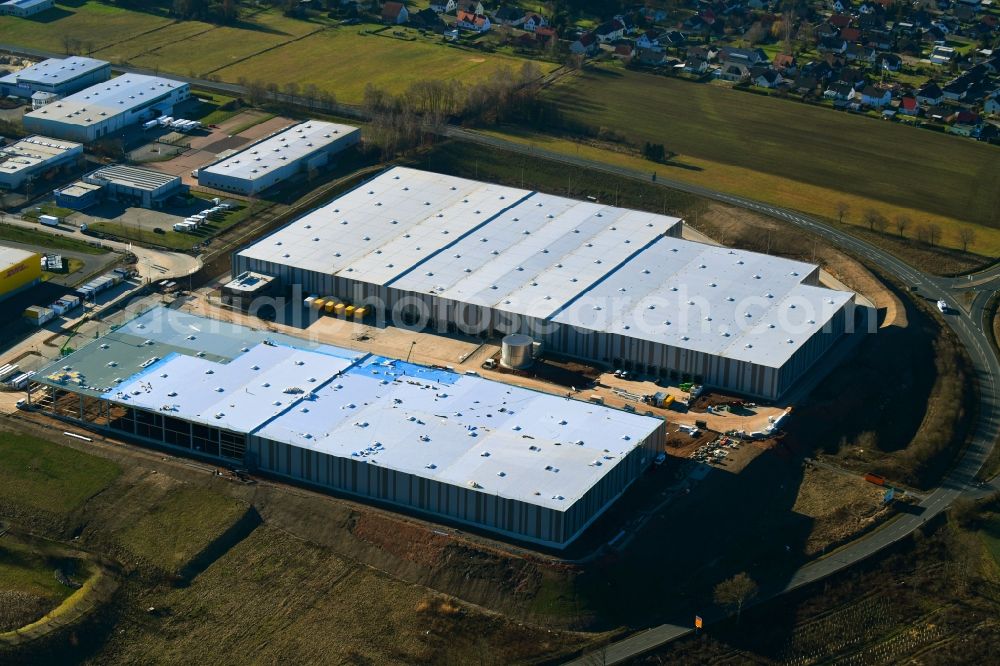 Staufenberg from above - Construction site to build a new building complex on the site of the logistics center Vor of Hecke in Staufenberg in the state Lower Saxony, Germany