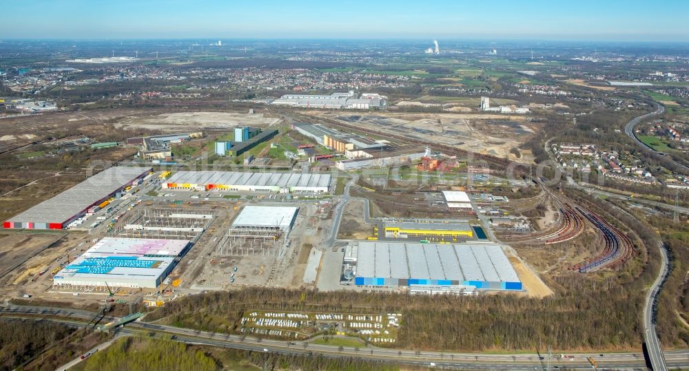 Dortmund from above - Construction site to build a new building complex on the site of the logistics center internet dealer Amazon in the district Innenstadt-Nord in Dortmund in the state North Rhine-Westphalia