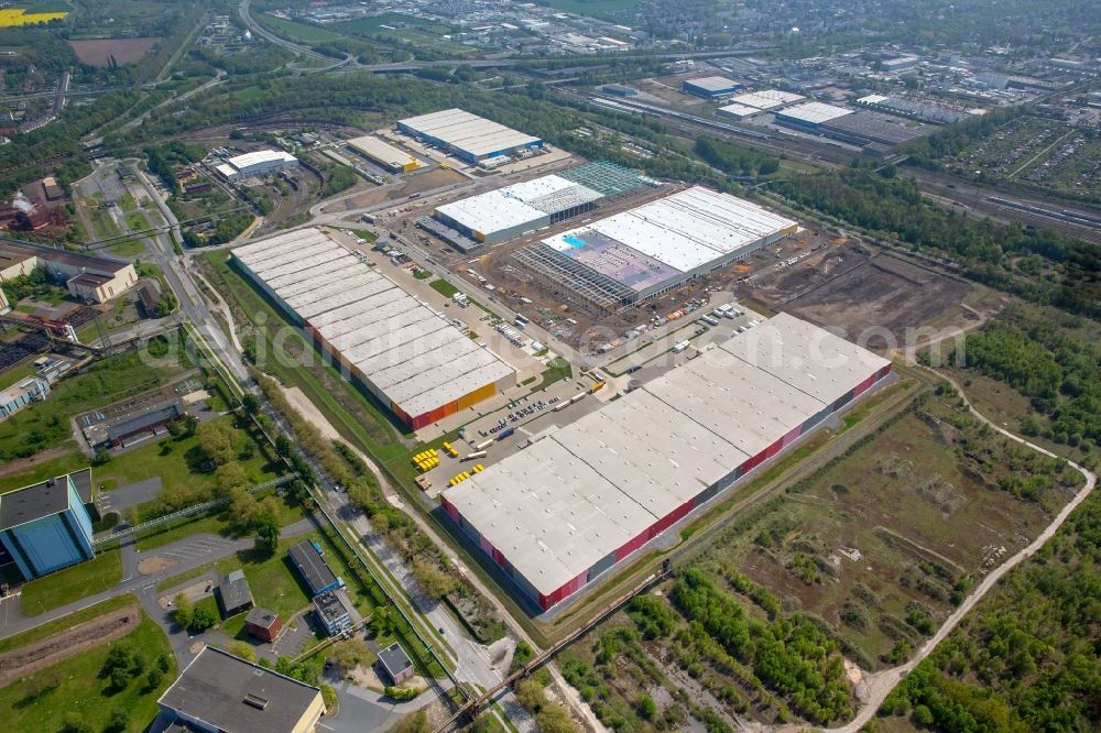 Aerial image Dortmund - Construction site to build a new building complex on the site of the logistics center internet dealer Amazon in the district Innenstadt-Nord in Dortmund in the state North Rhine-Westphalia