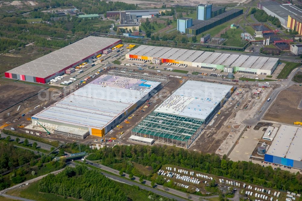Dortmund from the bird's eye view: Construction site to build a new building complex on the site of the logistics center internet dealer Amazon in the district Innenstadt-Nord in Dortmund in the state North Rhine-Westphalia