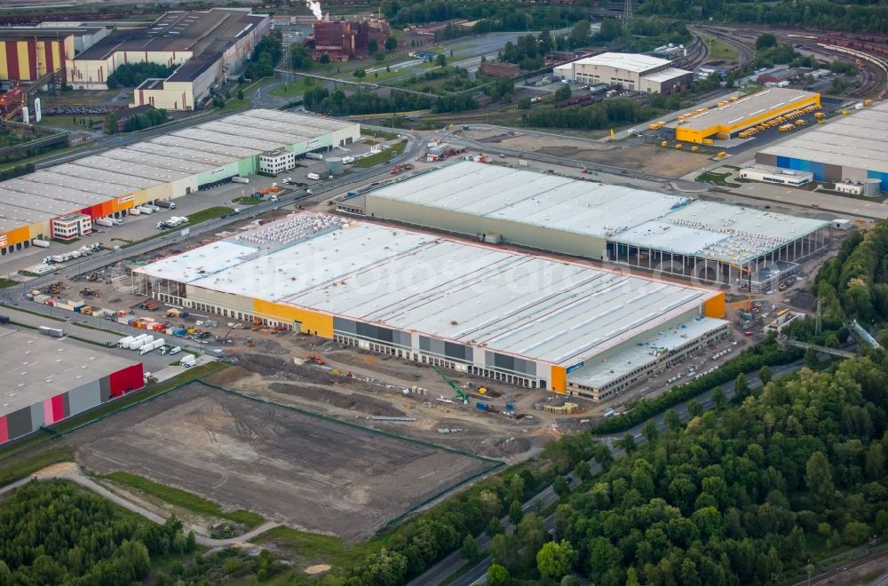 Aerial photograph Dortmund - Construction site to build a new building complex on the site of the logistics center internet dealer Amazon in the district Innenstadt-Nord in Dortmund in the state North Rhine-Westphalia