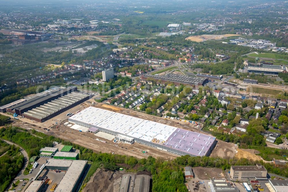 Aerial photograph Bochum - Construction site of DSV A/S to build a new building complex on the site of the logistics center for the Logistikzentrums for the dm-drogerie markt GmbH + Co. KG in Bochum in the state North Rhine-Westphalia