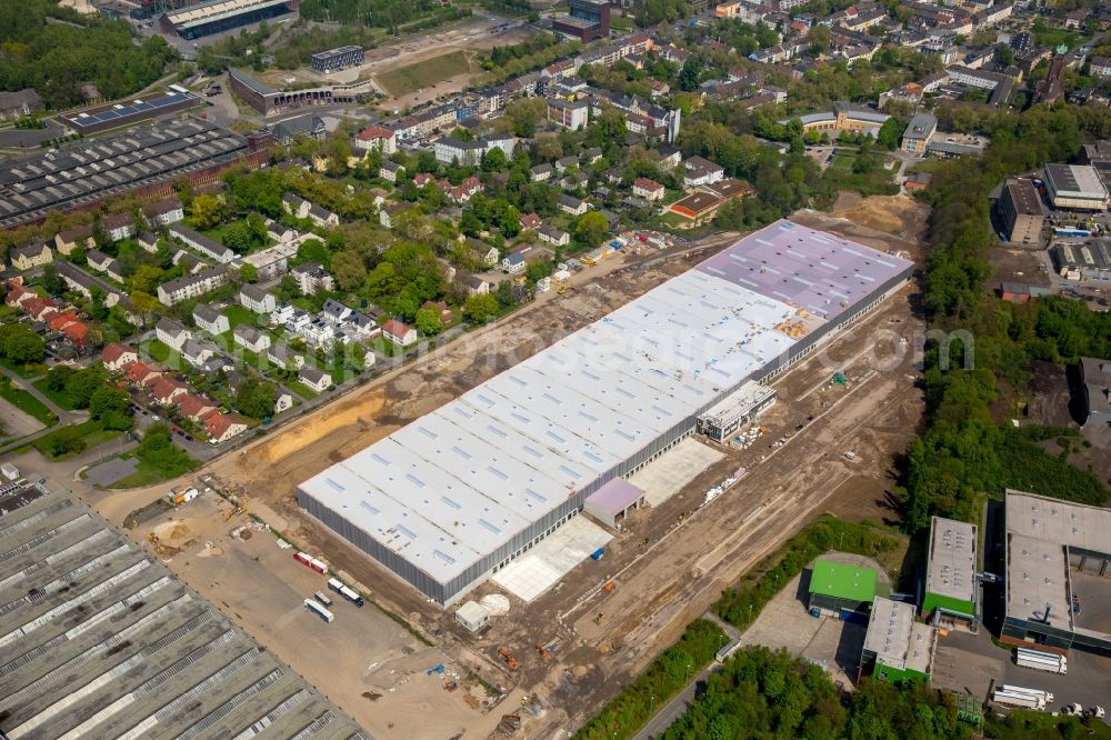 Aerial photograph Bochum - Construction site of DSV A/S to build a new building complex on the site of the logistics center for the Logistikzentrums for the dm-drogerie markt GmbH + Co. KG in Bochum in the state North Rhine-Westphalia