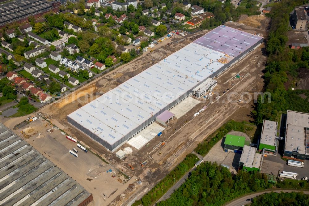 Bochum from above - Construction site of DSV A/S to build a new building complex on the site of the logistics center for the Logistikzentrums for the dm-drogerie markt GmbH + Co. KG in Bochum in the state North Rhine-Westphalia