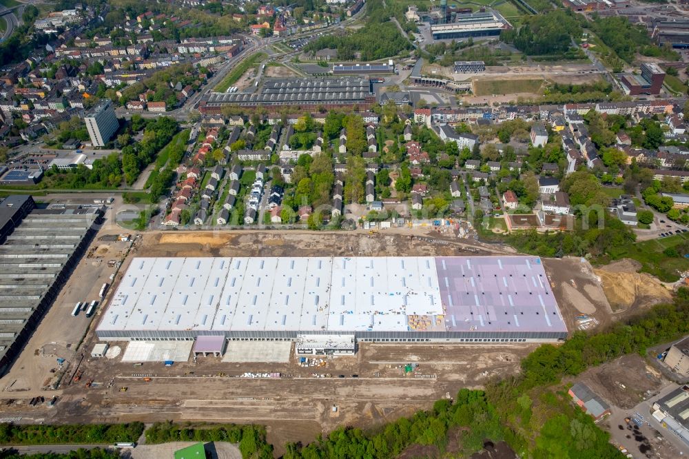 Aerial image Bochum - Construction site of DSV A/S to build a new building complex on the site of the logistics center for the Logistikzentrums for the dm-drogerie markt GmbH + Co. KG in Bochum in the state North Rhine-Westphalia