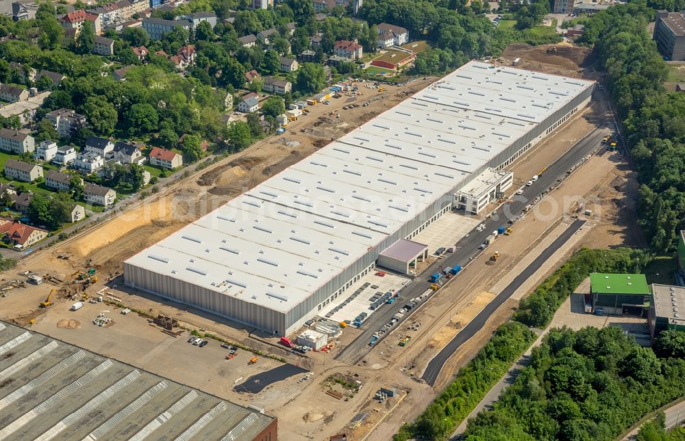 Bochum from above - Construction site of DSV A/S to build a new building complex on the site of the logistics center for the Logistikzentrums for the dm-drogerie markt GmbH + Co. KG in Bochum in the state North Rhine-Westphalia