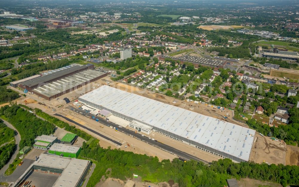 Aerial image Bochum - Construction site of DSV A/S to build a new building complex on the site of the logistics center for the Logistikzentrums for the dm-drogerie markt GmbH + Co. KG in Bochum in the state North Rhine-Westphalia