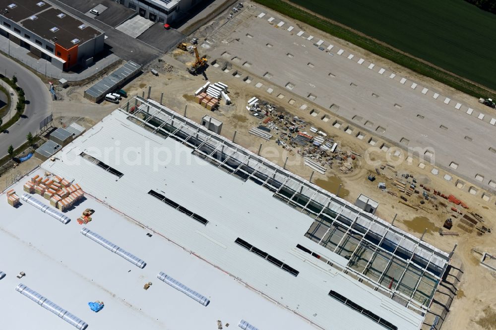 Olching from above - Construction site to build a new building complex on the site of the logistics center MULTIPARK OLCHING in the district Geiselbullach in Olching in the state Bavaria, Germany