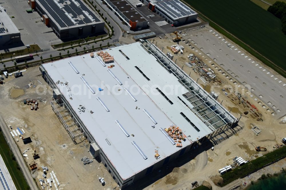 Olching from the bird's eye view: Construction site to build a new building complex on the site of the logistics center MULTIPARK OLCHING in the district Geiselbullach in Olching in the state Bavaria, Germany