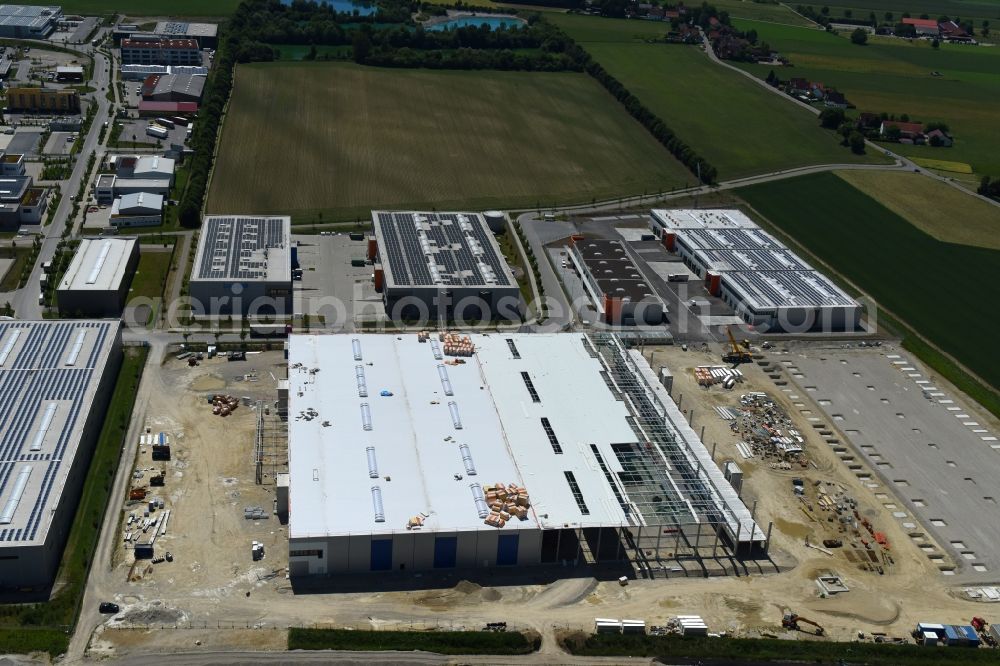 Olching from the bird's eye view: Construction site to build a new building complex on the site of the logistics center MULTIPARK OLCHING in the district Geiselbullach in Olching in the state Bavaria, Germany