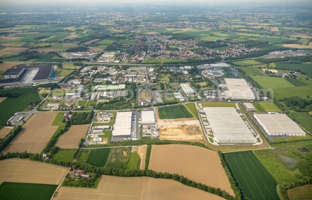 Aerial photograph Hamm - Construction site to build a new building complex on the site of the logistics center on Oberallener Weg in Hamm in the state North Rhine-Westphalia, Germany