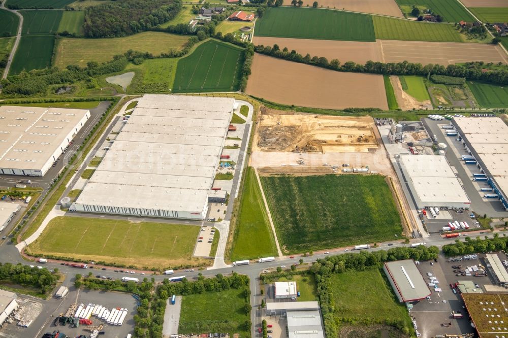 Aerial image Hamm - Construction site to build a new building complex on the site of the logistics center on Oberallener Weg in Hamm in the state North Rhine-Westphalia, Germany