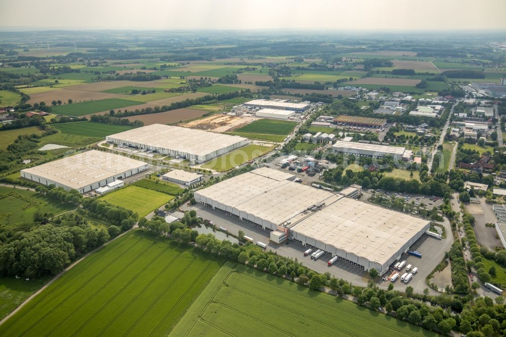 Aerial photograph Hamm - Construction site to build a new building complex on the site of the logistics center on Oberallener Weg in Hamm in the state North Rhine-Westphalia, Germany