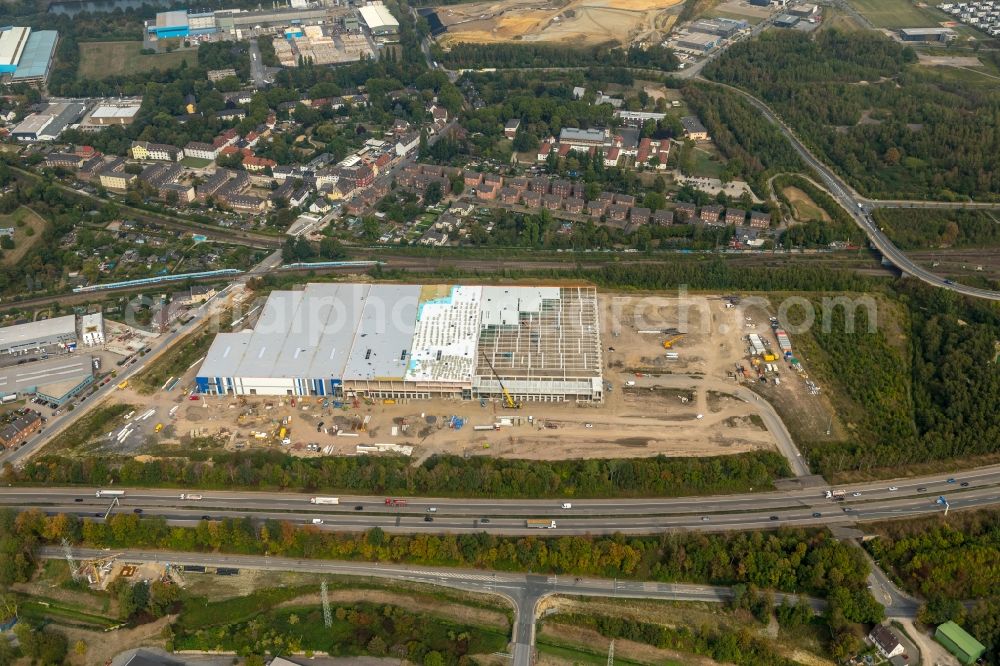 Aerial photograph Gelsenkirchen - Construction site to build a new building complex on the site of the logistics center on Uechtingstrasse in front of motorway BAB A42 in Gelsenkirchen in the state North Rhine-Westphalia, Germany