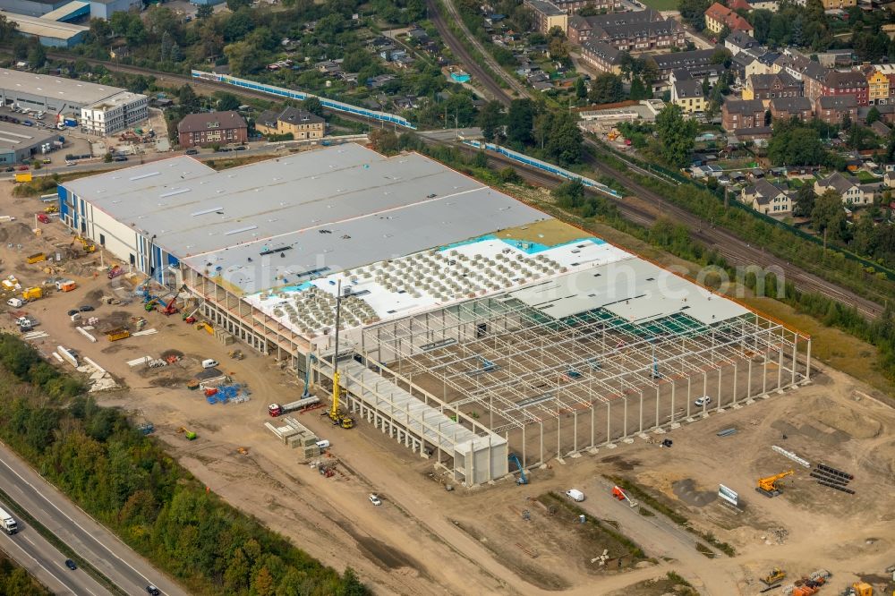 Aerial image Gelsenkirchen - Construction site to build a new building complex on the site of the logistics center on Uechtingstrasse in front of motorway BAB A42 in Gelsenkirchen in the state North Rhine-Westphalia, Germany