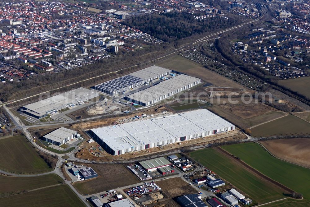 Aerial photograph Göttingen - Construction site to build a new building complex on the site of the logistics center VGP-Park in Goettingen in the state Lower Saxony, Germany