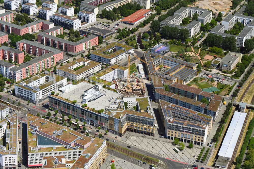 Berlin from above - Construction of a building complex of university Alice Salomon Hochschule Berlin on Kokoschkaplatz on street Lyonel-Feininger-Strasse in the district Hellersdorf in Berlin, Germany