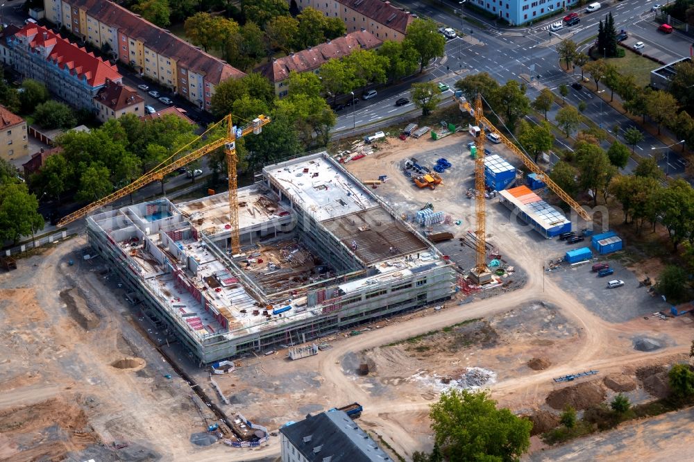 Schweinfurt from the bird's eye view: Construction of a building complex of university Fachhochschule Wuerzburg-Schweinfurt on Franz-Schubert-Strasse in Schweinfurt in the state Bavaria, Germany