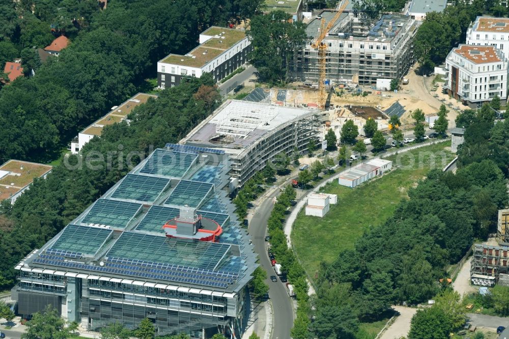 Aerial image Potsdam - Construction of a building complex of university Filmuniversitaet Babelsberg KONRAD WOLF on Marlene-Dietrich-Allee in the district Babelsberg in Potsdam in the state Brandenburg, Germany