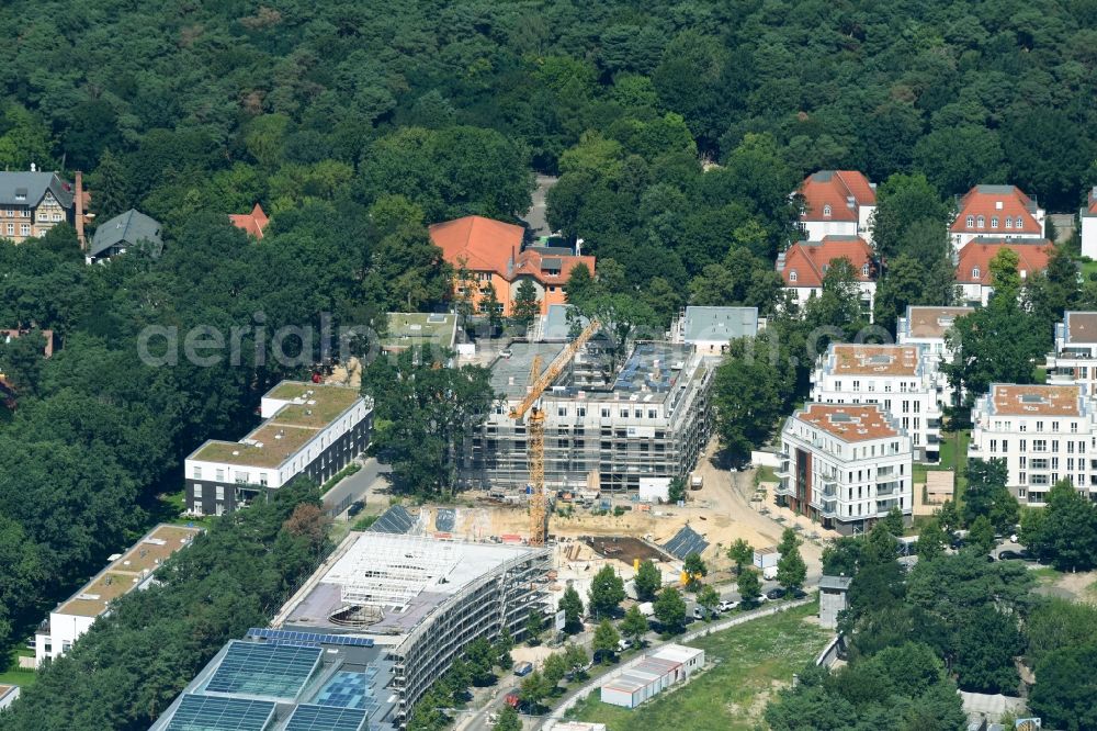 Potsdam from the bird's eye view: Construction of a building complex of university Filmuniversitaet Babelsberg KONRAD WOLF on Marlene-Dietrich-Allee in the district Babelsberg in Potsdam in the state Brandenburg, Germany