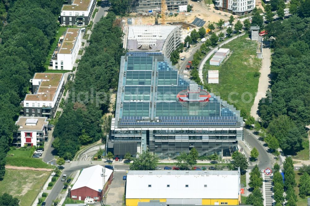 Aerial image Potsdam - Construction of a building complex of university Filmuniversitaet Babelsberg KONRAD WOLF on Marlene-Dietrich-Allee in the district Babelsberg in Potsdam in the state Brandenburg, Germany