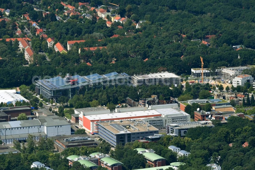 Aerial image Potsdam - Construction of a building complex of university Filmuniversitaet Babelsberg KONRAD WOLF on Marlene-Dietrich-Allee in the district Babelsberg in Potsdam in the state Brandenburg, Germany