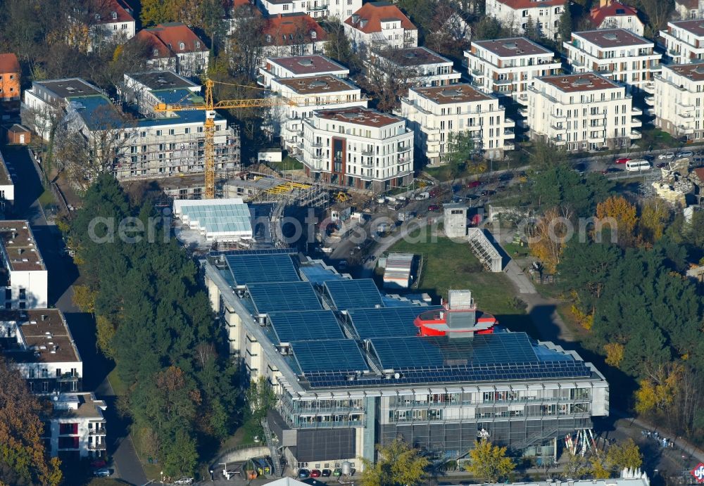 Aerial image Potsdam - Construction of a building complex of university Filmuniversitaet Babelsberg KONRAD WOLF on Marlene-Dietrich-Allee in the district Babelsberg in Potsdam in the state Brandenburg, Germany