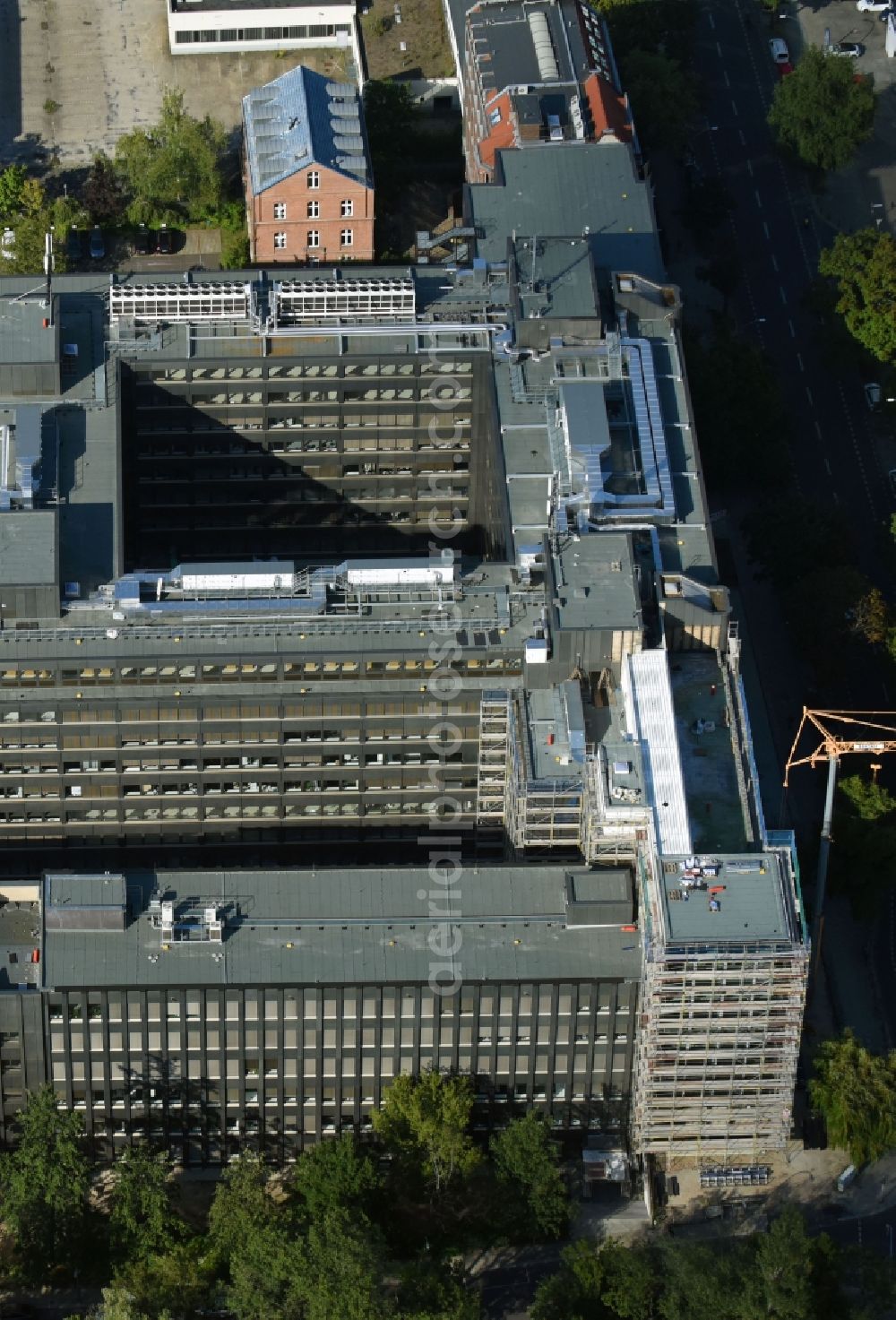 Aerial image Berlin - Construction of a building complex of university Mediadesign Hochschule (MD.H) Berlin on Franklinstrasse in the district Charlottenburg-Wilmersdorf in Berlin, Germany