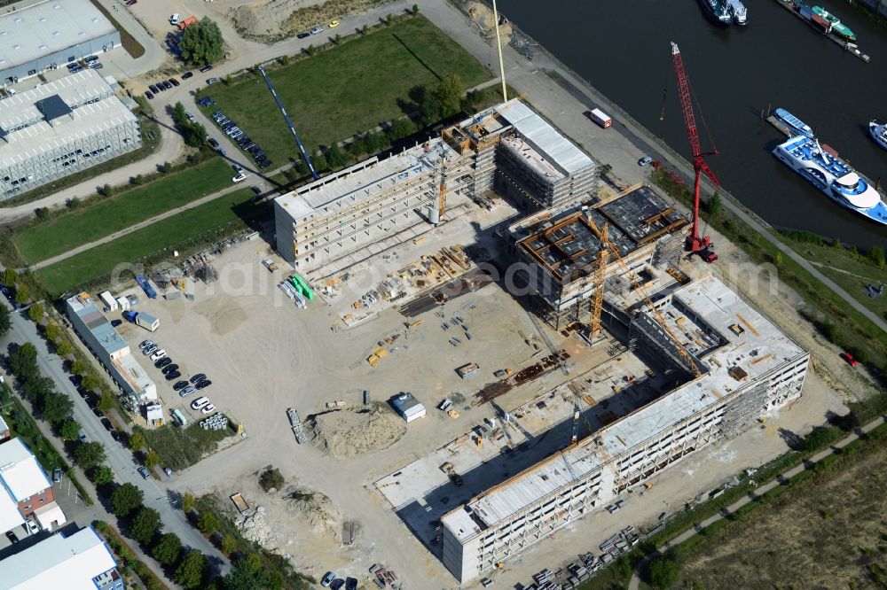 Aerial photograph Hamburg - Construction site to build a new building complex ZAL TechCenter in Hamburg Finkenwerder by ZUeBLIN AG