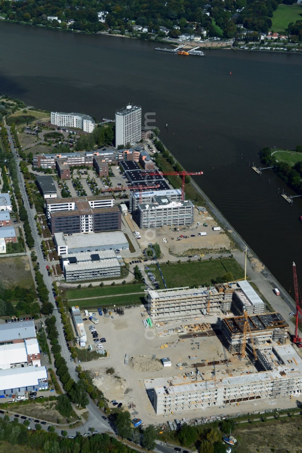 Aerial image Hamburg - Construction site to build a new building complex ZAL TechCenter in Hamburg Finkenwerder by ZUeBLIN AG