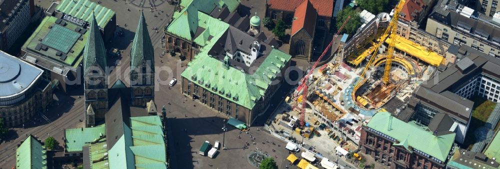 Aerial image Bremen - Construction of the new building of the Bremer Landesbank at the town hall and the cathedral at Bremen