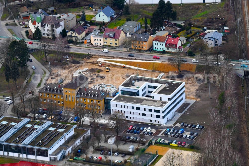 Aerial image Hohen Neuendorf - Construction site of Town Hall building of the city administration on Triftstrasse in Hohen Neuendorf in the state Brandenburg, Germany