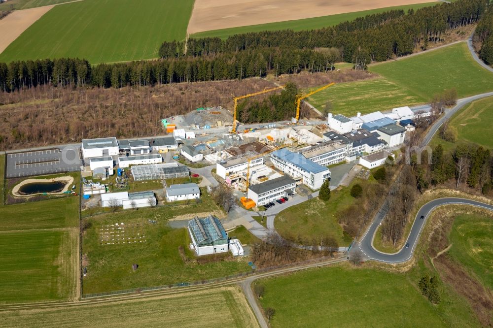 Schmallenberg from the bird's eye view: Construction site for the new building on Gelaende of Fraunhofer-Institut fuer Molekularbiologie and Angewondte Oekologie in Schmallenberg in the state North Rhine-Westphalia, Germany