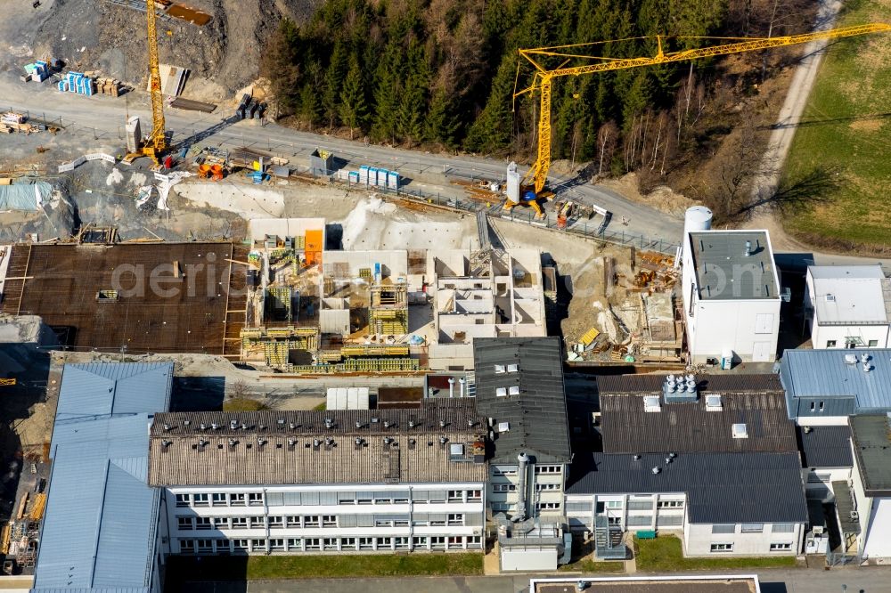 Aerial photograph Schmallenberg - Construction site for the new building on Gelaende of Fraunhofer-Institut fuer Molekularbiologie and Angewondte Oekologie in Schmallenberg in the state North Rhine-Westphalia, Germany