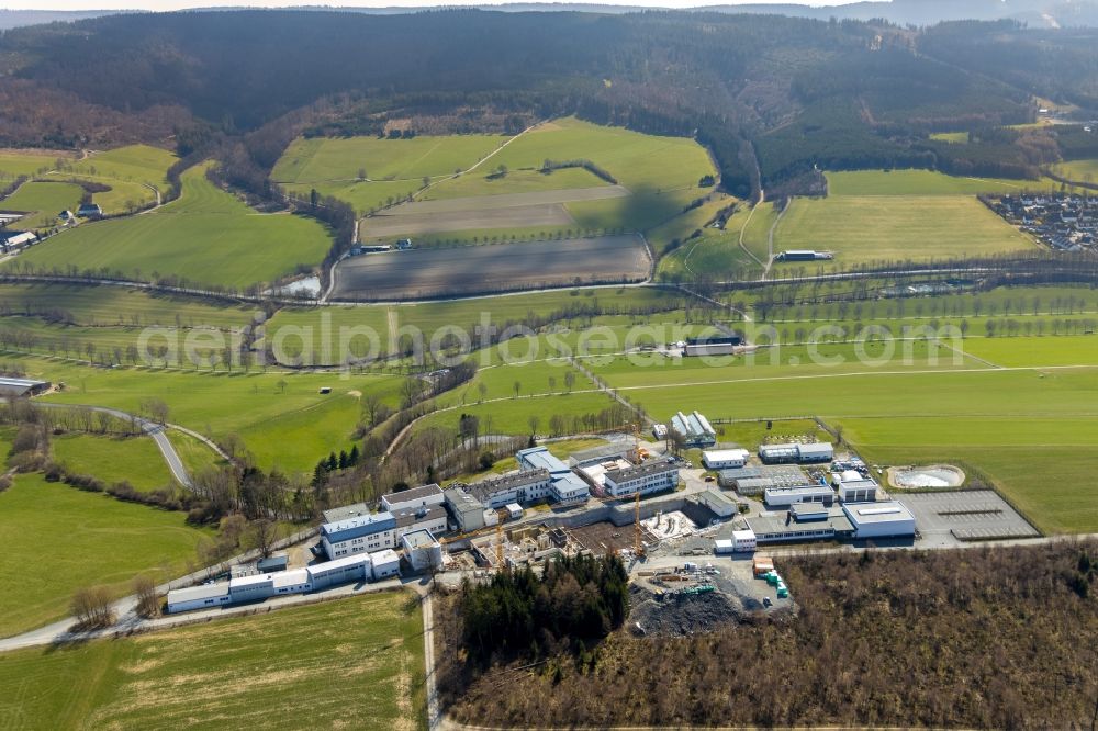 Aerial photograph Schmallenberg - Construction site for the new building on Gelaende of Fraunhofer-Institut fuer Molekularbiologie and Angewondte Oekologie in Schmallenberg in the state North Rhine-Westphalia, Germany