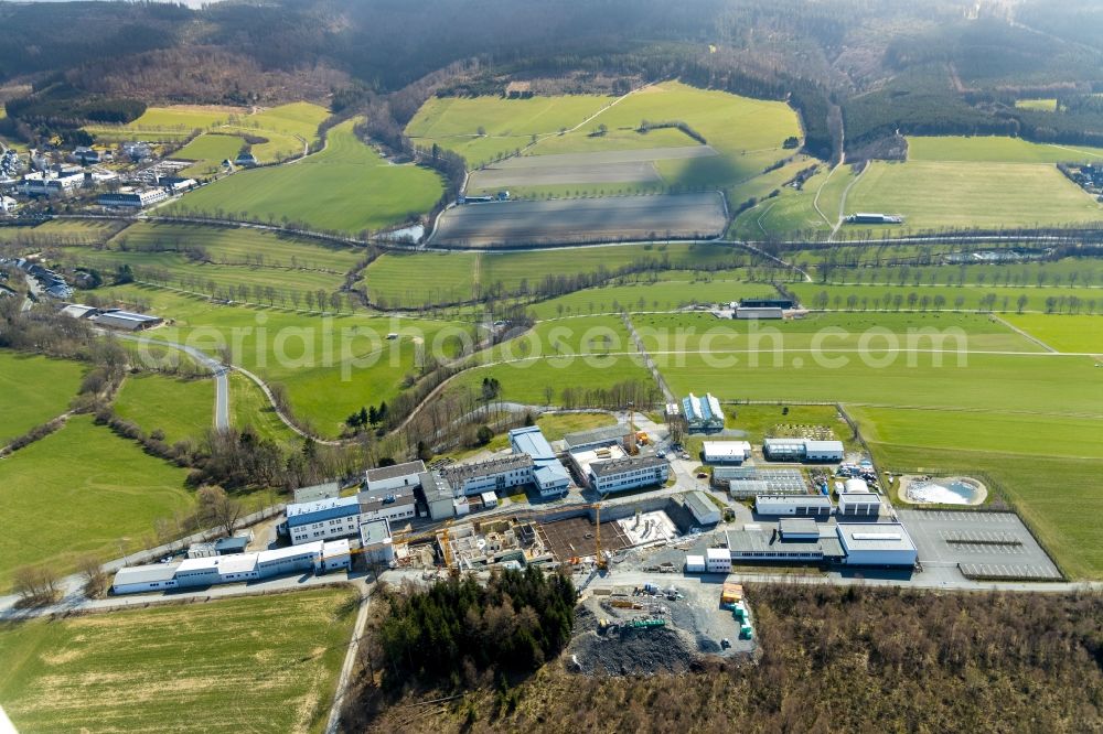 Schmallenberg from the bird's eye view: Construction site for the new building on Gelaende of Fraunhofer-Institut fuer Molekularbiologie and Angewondte Oekologie in Schmallenberg in the state North Rhine-Westphalia, Germany