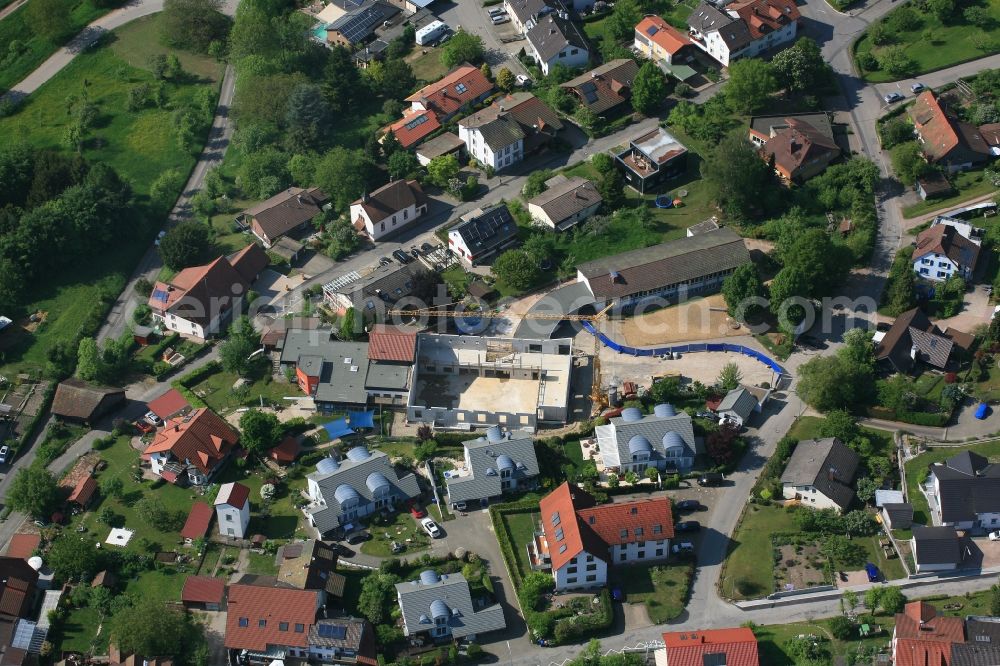 Schopfheim from above - Construction site for the new building of the festival hall in the district Wiechs of Schopfheim in the state Baden-Wuerttemberg, Germany