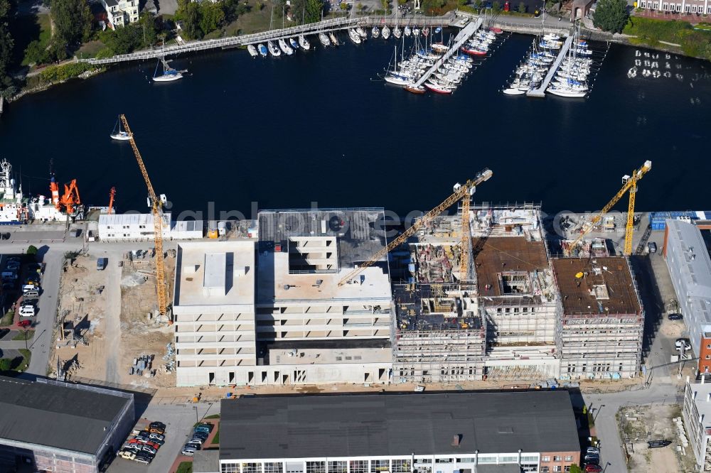 Kiel from the bird's eye view: Construction site for the new building of GEOMAR Helmholtz-Zentrum fuer Ozeanforschung Kiel on Wischhofstrasse in Kiel in the state Schleswig-Holstein, Germany