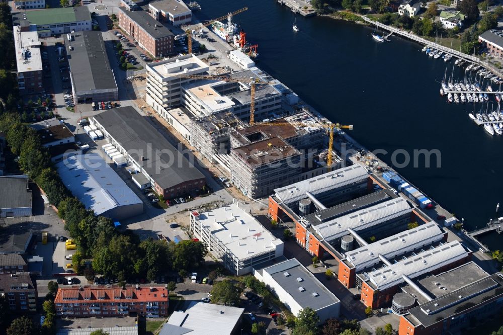 Aerial image Kiel - Construction site for the new building of GEOMAR Helmholtz-Zentrum fuer Ozeanforschung Kiel on Wischhofstrasse in Kiel in the state Schleswig-Holstein, Germany