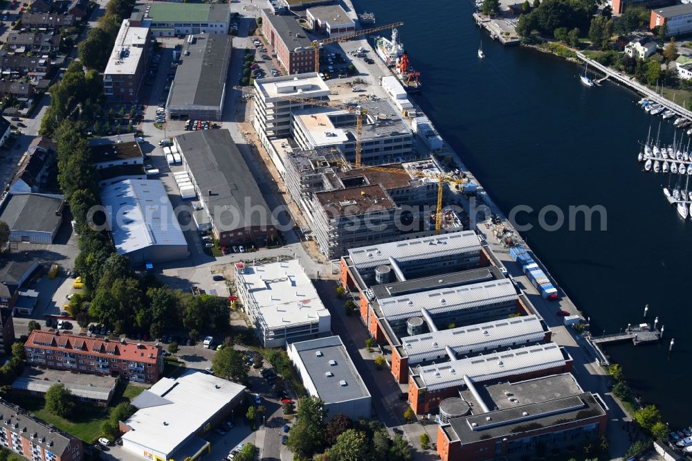 Kiel from above - Construction site for the new building of GEOMAR Helmholtz-Zentrum fuer Ozeanforschung Kiel on Wischhofstrasse in Kiel in the state Schleswig-Holstein, Germany