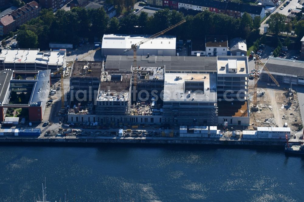 Aerial image Kiel - Construction site for the new building of GEOMAR Helmholtz-Zentrum fuer Ozeanforschung Kiel on Wischhofstrasse in Kiel in the state Schleswig-Holstein, Germany