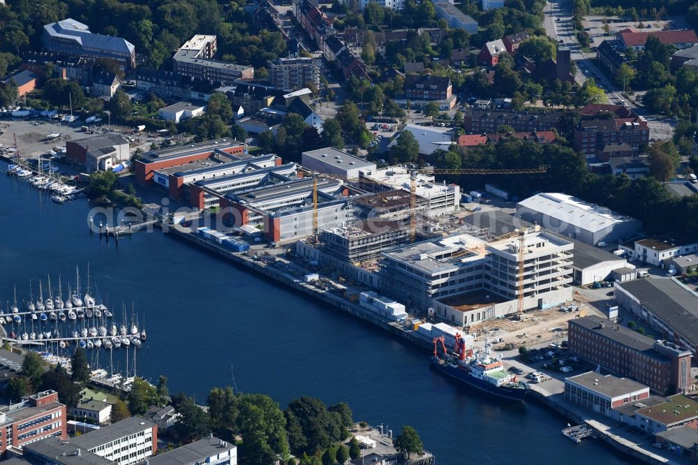 Kiel from above - Construction site for the new building of GEOMAR Helmholtz-Zentrum fuer Ozeanforschung Kiel on Wischhofstrasse in Kiel in the state Schleswig-Holstein, Germany